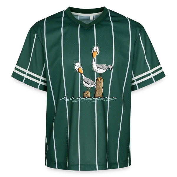 Mouettes drôles et mer du Nord sur T-shirt de foot unisexe en mesh