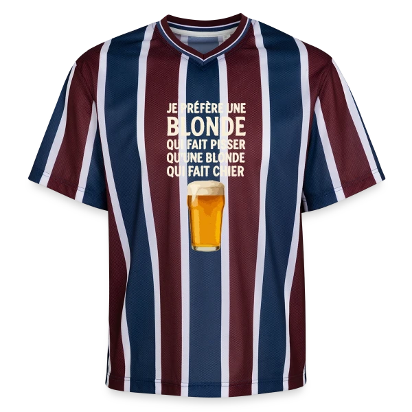 Je Préfère Une Blonde : Humour de Bistrot & Bière sur T-shirt de foot unisexe en mesh