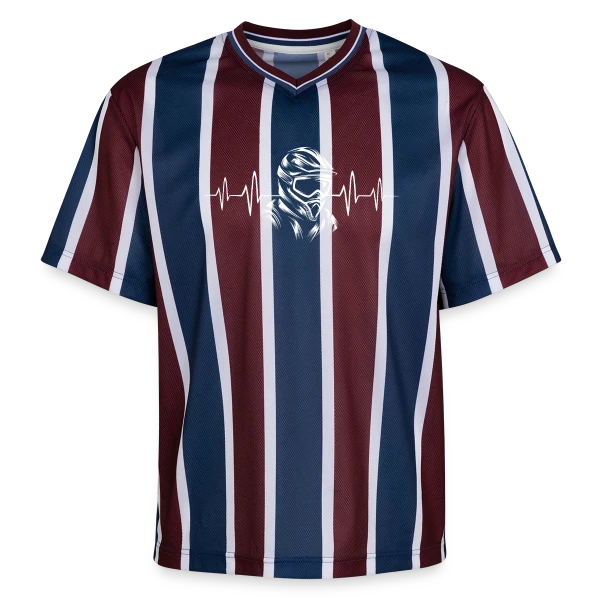 Casque Motocross & Battement de Cœur – Symbole Moto X sur T-shirt de foot unisexe en mesh