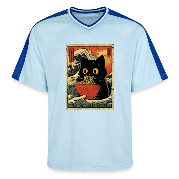 Chat Ramen et Vague Japonaise : L'Art Kawaii sur T-shirt de foot unisexe en mesh