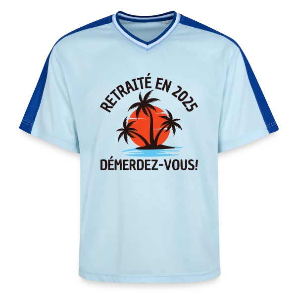 Retraite 2025 Plage sur T-shirt de foot unisexe en mesh