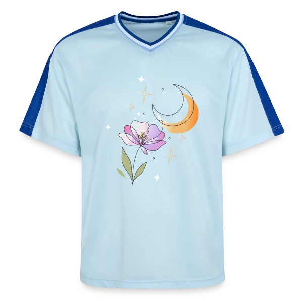 Art Ligne Fleur et Lune - Mystère Nocturne sur T-shirt de foot unisexe en mesh