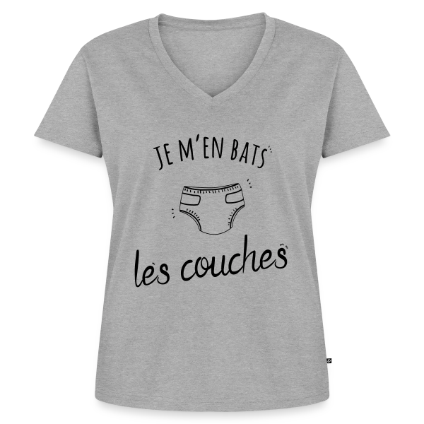 Humour "Je M'en Bats Les Couches" - Idée Cadeau Drôle sur T-shirt encolure en V Premium bio Femme