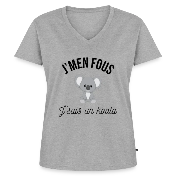 "J'm'en Fous, J'suis un Koala" - Humour Décontracté sur T-shirt encolure en V Premium bio Femme