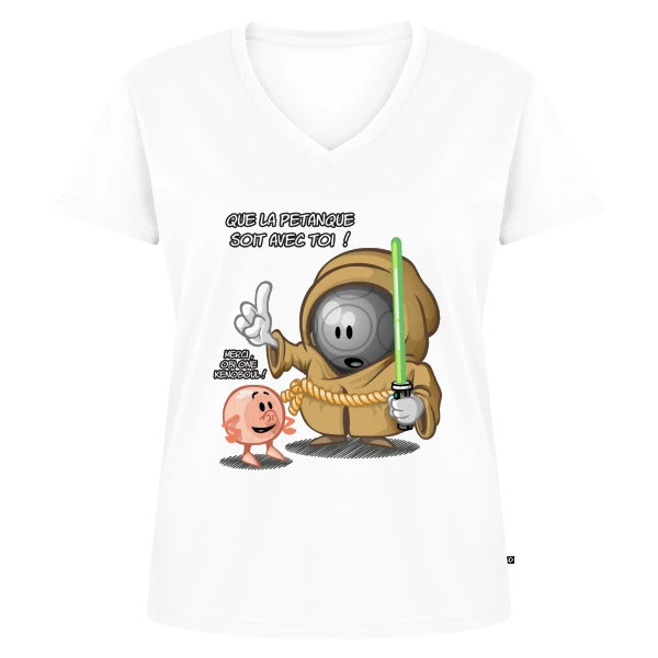 Que la pétanque soit avec toi ! sur T-shirt encolure en V Premium bio Femme