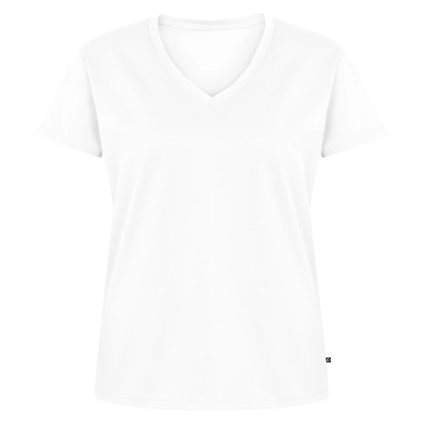 Maquette de T-shirt encolure en V Premium bio Femme à personnaliser