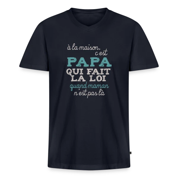Papa fait la loi sur T-shirt encolure en V Premium bio Homme