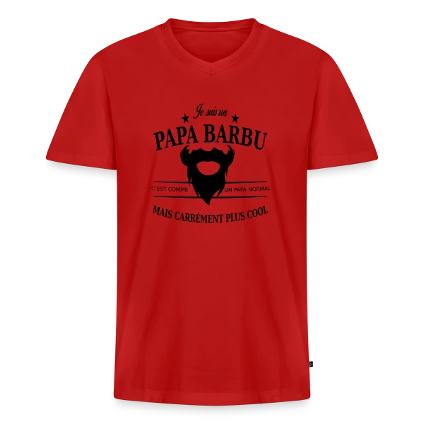 Papa Stylé Barbu sur T-shirt encolure en V Premium bio Homme