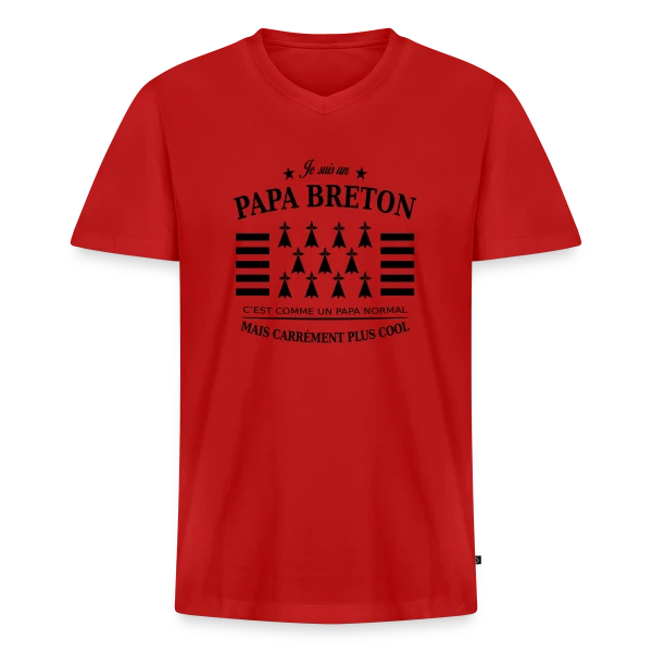 Papa Breton Authentique sur T-shirt encolure en V Premium bio Homme