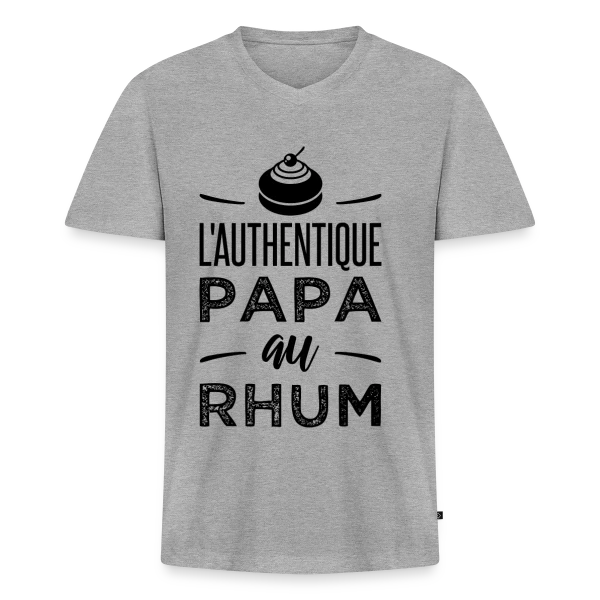 Maquette de T-shirt col en V Bio - L'Authentique Papa au Rhum à personnaliser