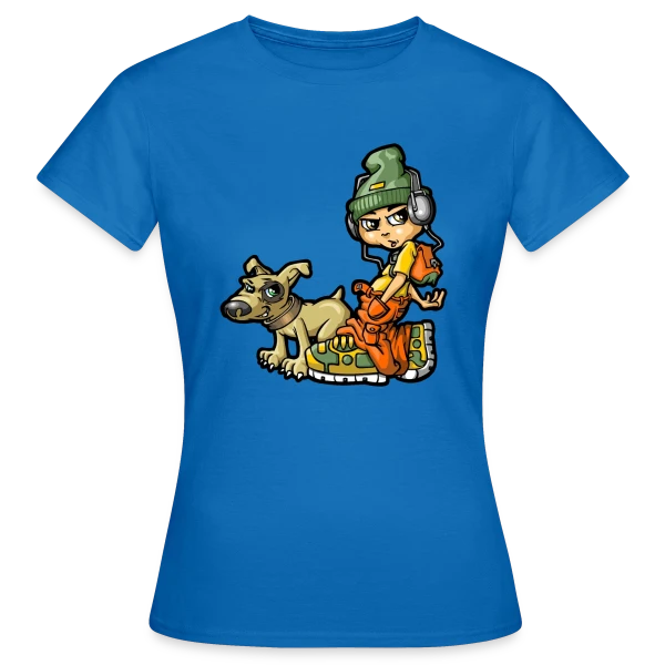 Maquette de T-shirt Femme « B-boy Hip Hop & son Chien » à personnaliser