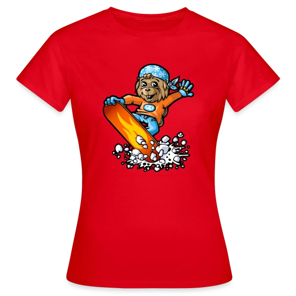 Maquette de T-shirt Femme « Marmotte Snowboard Fun » à personnaliser