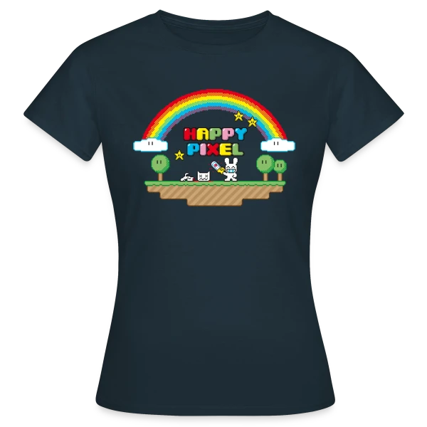 Maquette de T-shirt Femme « Happy Pixel : Humour Décalé Rétro Pixel Art » à personnaliser