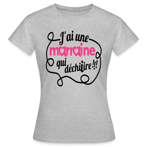 Maquette de T-shirt Femme « Marraine qui déchire ! » à personnaliser