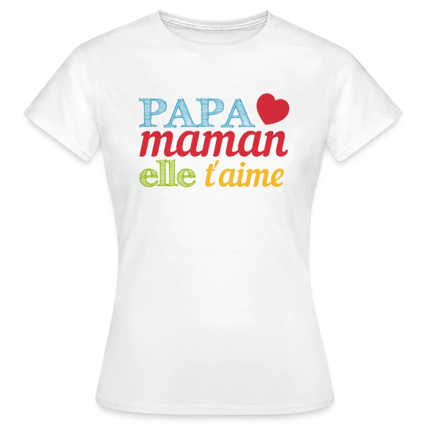 Maquette de T-shirt Femme « Bébé t'aime : Le message d'amour pour ma moitié » à personnaliser