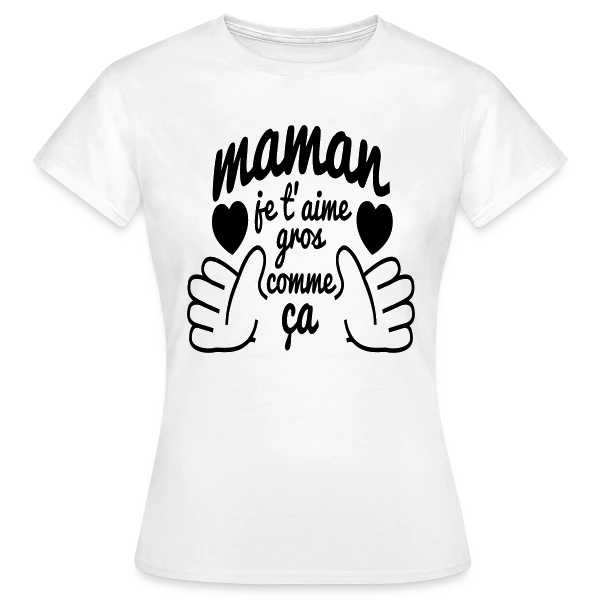 Maquette de T-shirt Femme « Maman, Je T'Aime Très Fort ! » à personnaliser
