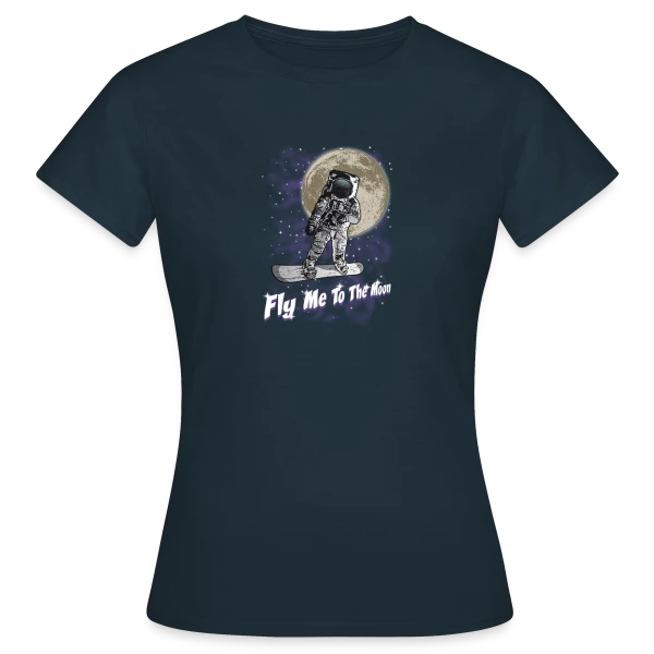 Maquette de T-shirt Femme « Snowboarder lunaire » à personnaliser