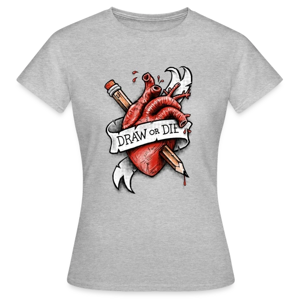 Maquette de T-shirt Femme « Dessine ou Meurs » à personnaliser