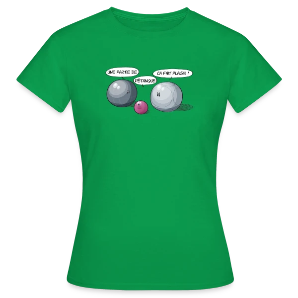 Maquette de T-shirt Femme « L'Esprit de la Pétanque : Jeu et Convivialité » à personnaliser