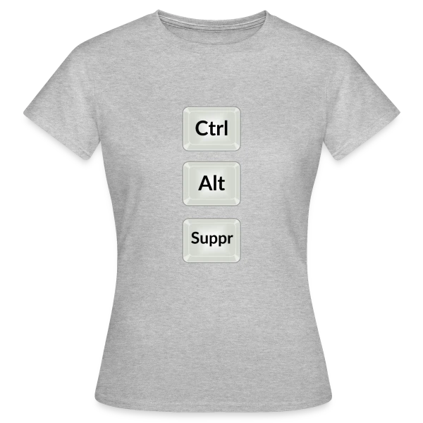 Maquette de T-shirt Femme « Ctrl Alt Suppr : Redémarrez l'Humour » à personnaliser