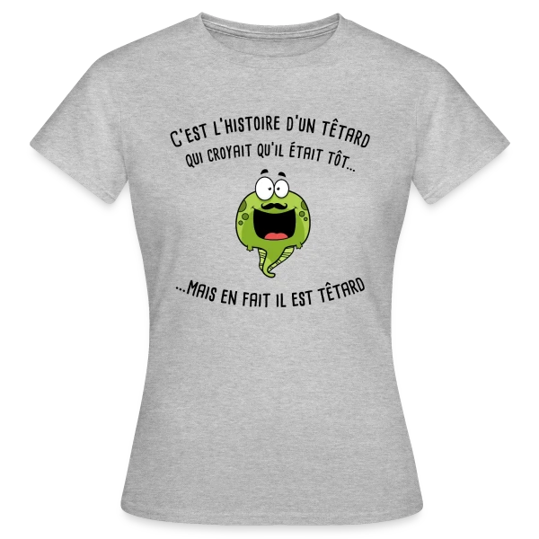 Maquette de T-shirt Femme « Le Têtard Blagueur » à personnaliser