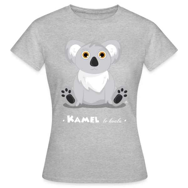 Maquette de T-shirt Femme « Kamel le Koala : Tendresse Exotique » à personnaliser