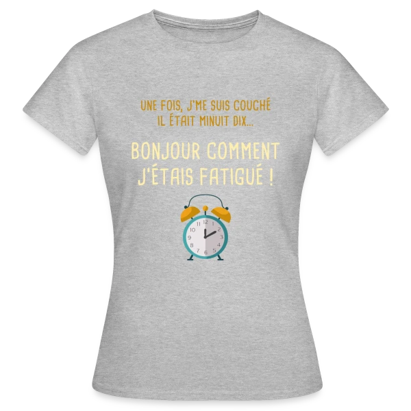 Maquette de T-shirt Femme « Minuit Dix : L'Heure Fatale du Coucher » à personnaliser