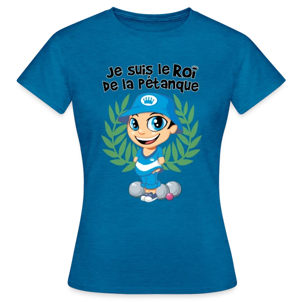 Maquette de T-shirt Femme « Roi de la pétanque » à personnaliser