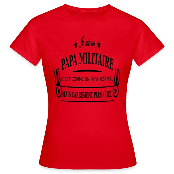 Maquette de T-shirt Femme « Papa Héro Militaire » à personnaliser
