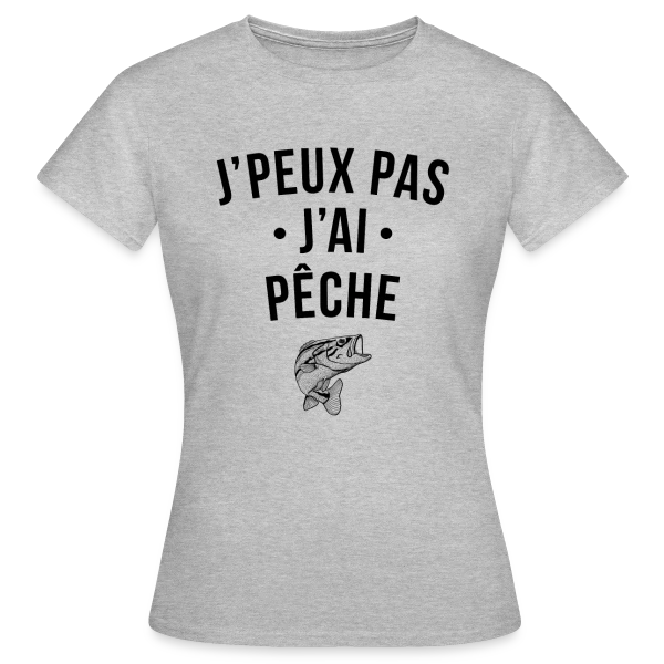 Maquette de T-shirt Femme « J'peux Pas, J'ai Pêche ! » à personnaliser