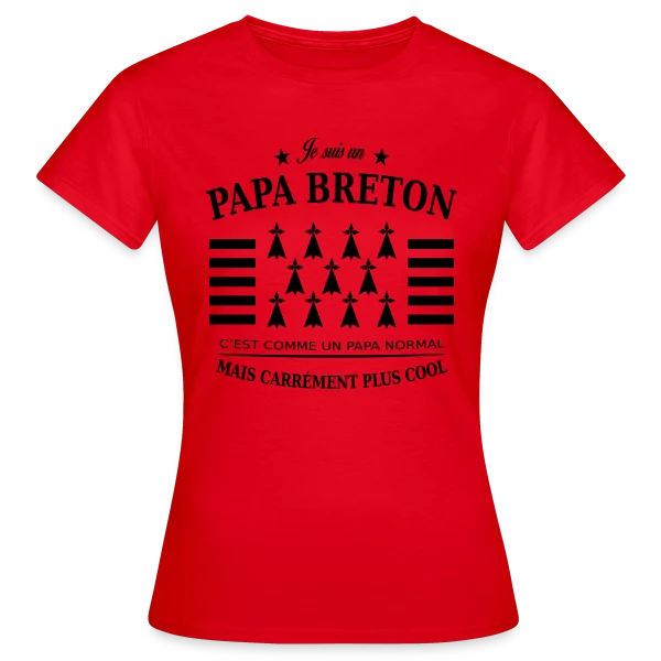 Maquette de T-shirt Femme « Papa Breton Authentique » à personnaliser