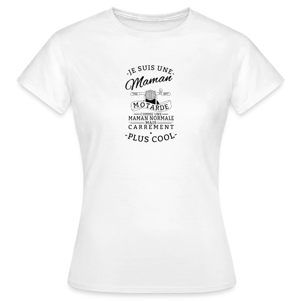 Maquette de T-shirt Femme « Maman Motarde : L'Asphalte au Coeur » à personnaliser
