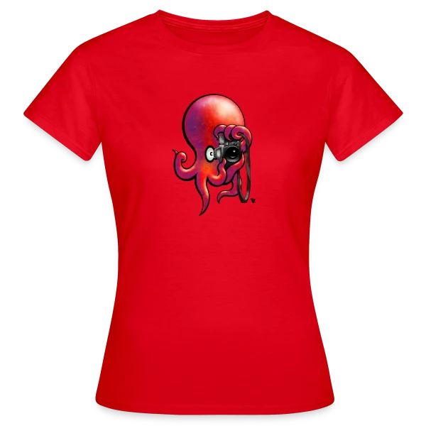 Maquette de T-shirt Femme « Poulparazzi - Le paparazzi des fonds marins » à personnaliser