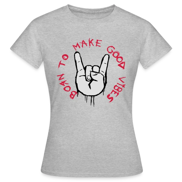 Maquette de T-shirt Femme « Good Vibes Main Cornue Rock » à personnaliser