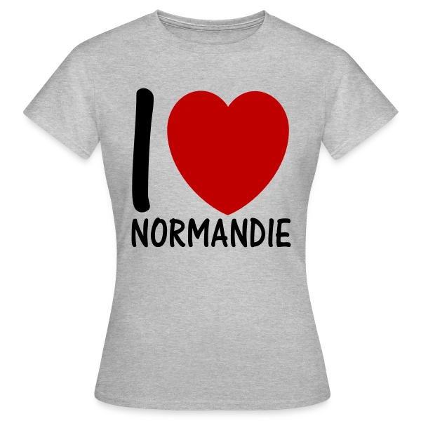Maquette de T-shirt Femme « J'aime la Normandie » à personnaliser