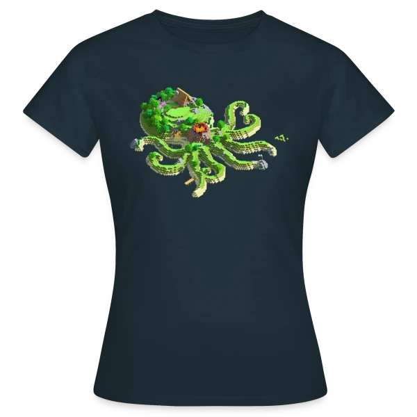 Maquette de T-shirt Femme « OctoCraft - L'île aux pieuvres » à personnaliser