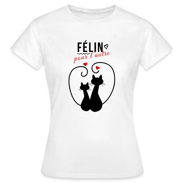 Maquette de T-shirt Femme « Félin pour l'autre » à personnaliser