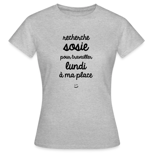Maquette de T-shirt Femme « Alerte Sosie : Appel à Témoins » à personnaliser
