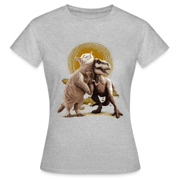 Maquette de T-shirt Femme « Chats et Dinos Amis : L'Aventure Décalée » à personnaliser