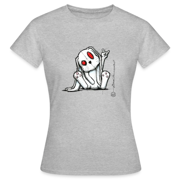 Maquette de T-shirt Femme « Lapin Rockeur Métal » à personnaliser