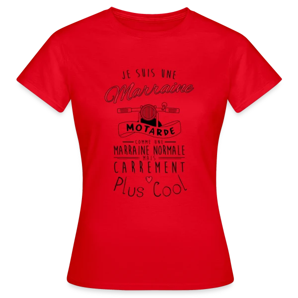 Maquette de T-shirt Femme « Marraine Motarde : Carrément la Plus Cool ! » à personnaliser
