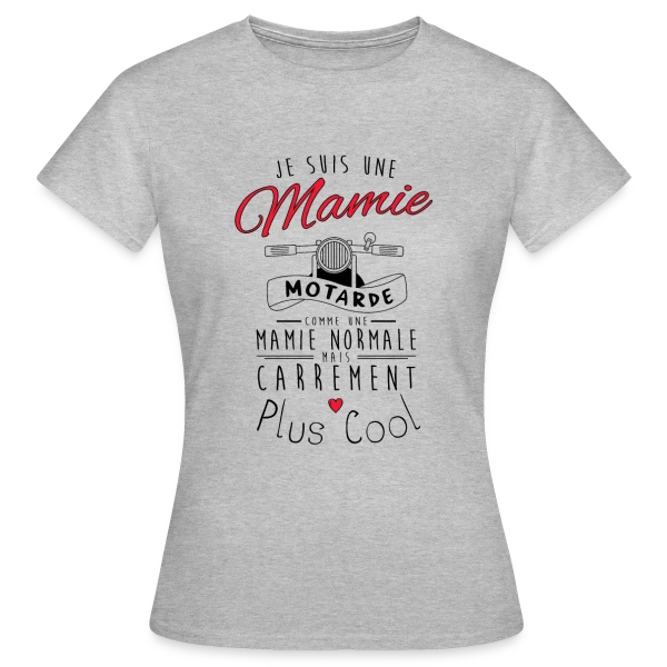 Maquette de T-shirt Femme « Mamie Motarde Super Cool » à personnaliser