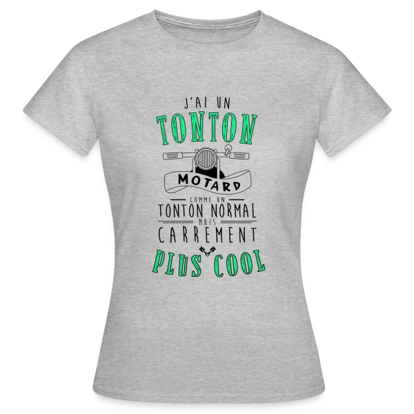 Maquette de T-shirt Femme « Mon Tonton Motard, le plus cool ! » à personnaliser