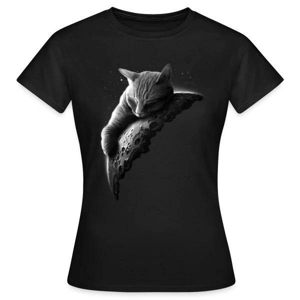 Maquette de T-shirt Femme « Mooncat : Le Chat de la Lune » à personnaliser