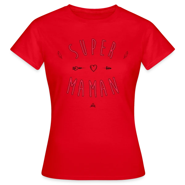 Maquette de T-shirt Femme « Super Maman : Cœur et Flèche, Votre Héroïne Quotidienne » à personnaliser