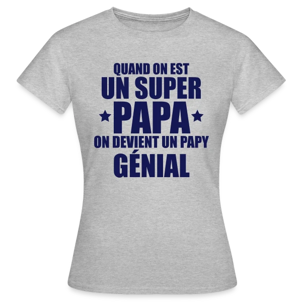 Maquette de T-shirt Femme « Annonce Grossesse : On Devient un Papy Génial ! » à personnaliser