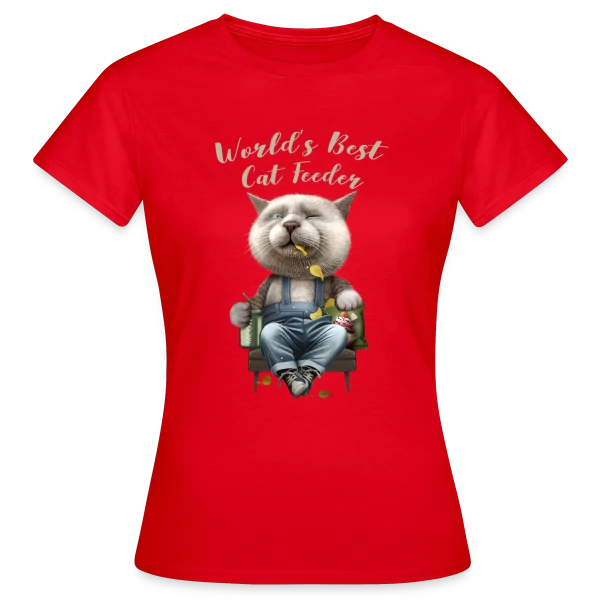 Maquette de T-shirt Femme « Meilleur Nourrisseur de Chats » à personnaliser