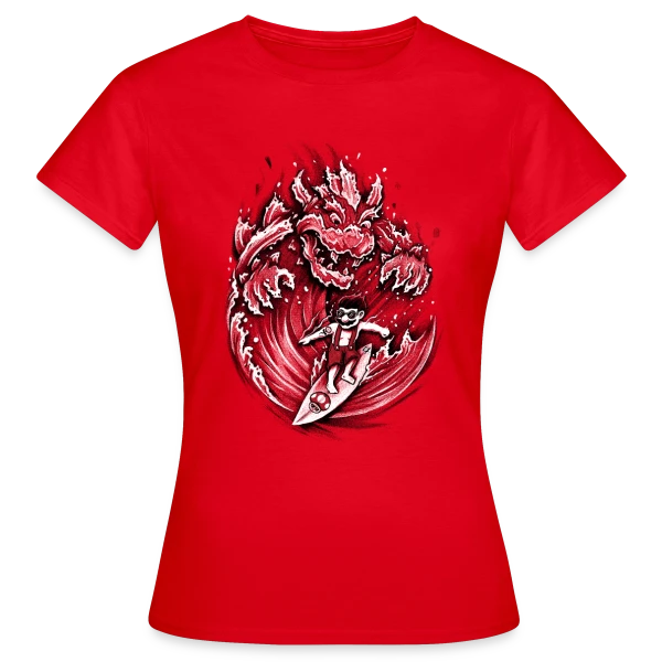 Maquette de T-shirt Femme « Mario, le Surfeur de Bowser » à personnaliser