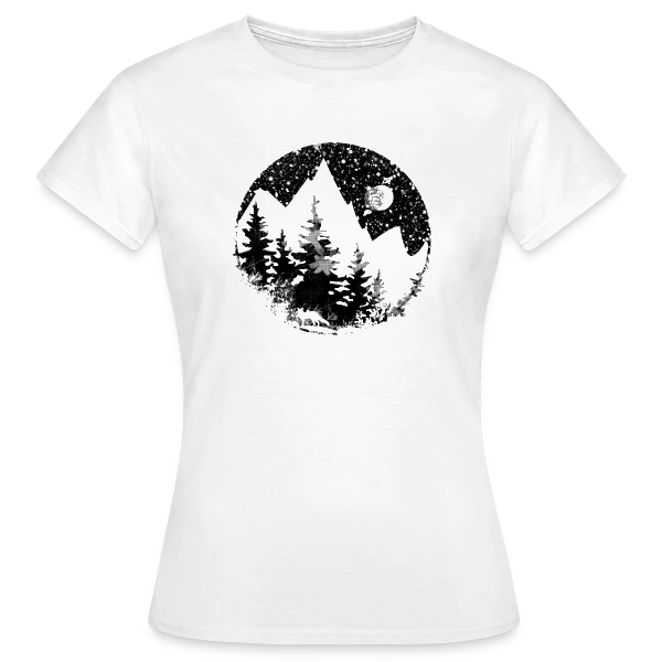Maquette de T-shirt Femme « Paysage Montagneux Nocturne Fantastique » à personnaliser