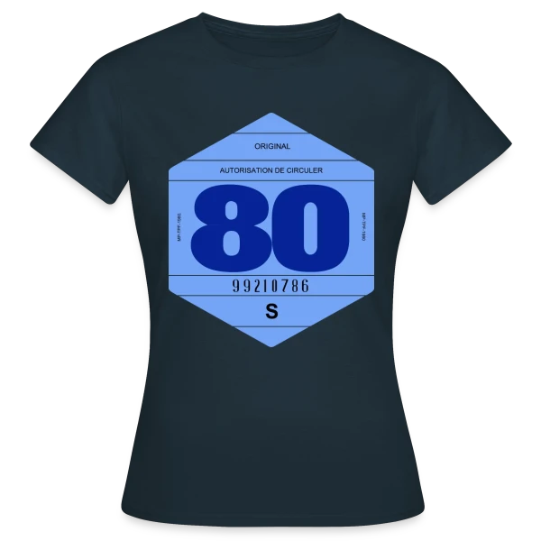 Maquette de T-shirt Femme « Vignette Automobile Rétro France Années 80 » à personnaliser